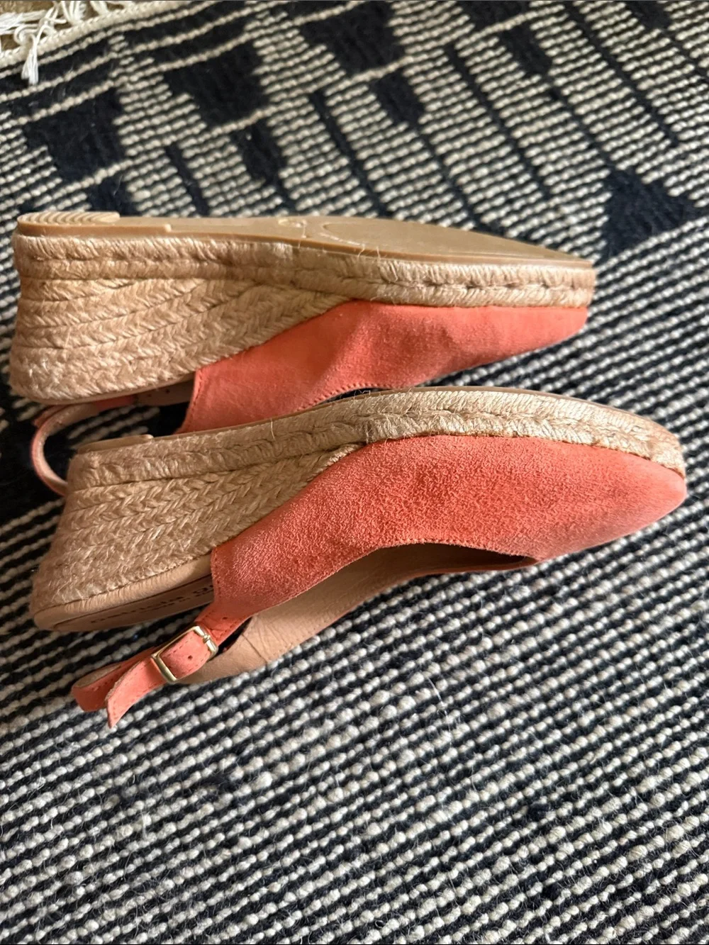 Patricia Green Poppy (orange pink) wedge slingback sz 9 Made in Spain Never Worn